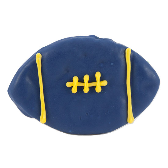 Blue/Gold Football Shaped Dog Cookies